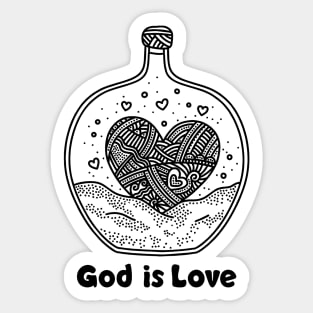 God is love. Doodle illustration. Sticker